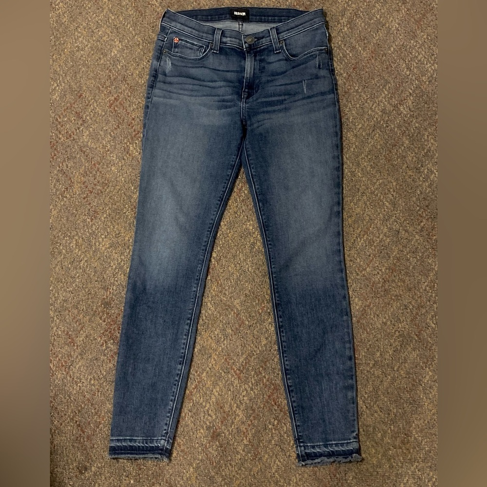 Hudson Natalie 27 R 4 super skinny blue denim jeans Women’s fringed hems - Picture 4 of 14